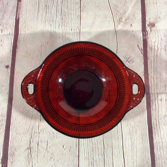 Vintage Anchor Hocking Ruby Red Glass Coronation Pattern 7 Piece Bowl Set - Picture 12 of 15